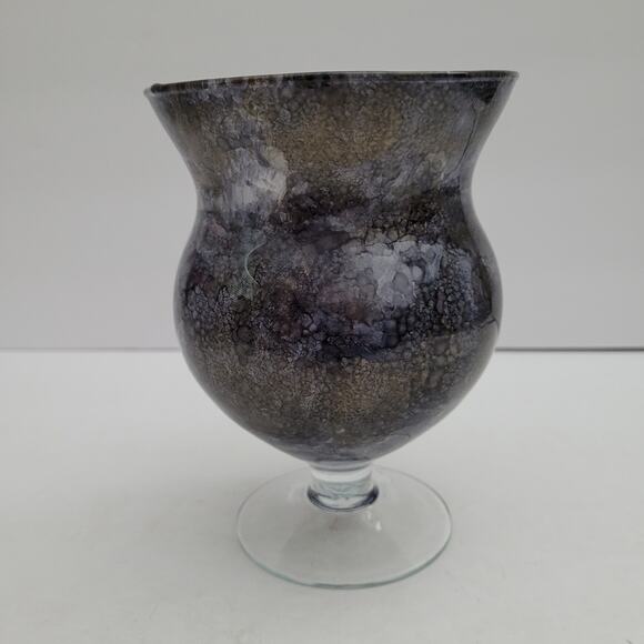 Stylish Blue and Black Glass Candle Holder - Picture 1 of 5